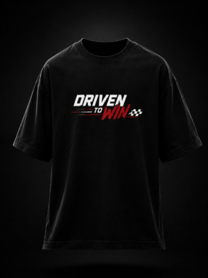 DRIVEN TO WIN: BLACK-OVERSIZED TEE