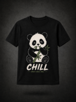 CHILL PANDA TOON: BLACK REGULAR TEE