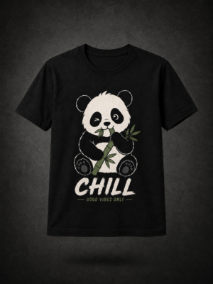 CHILL PANDA TOON: BLACK REGULAR TEE