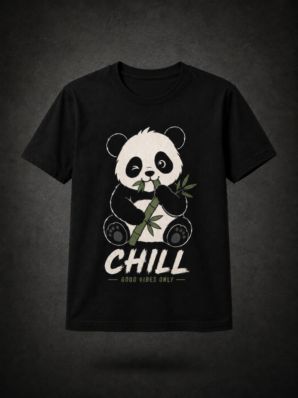 CHILL PANDA TOON: BLACK REGULAR TEE