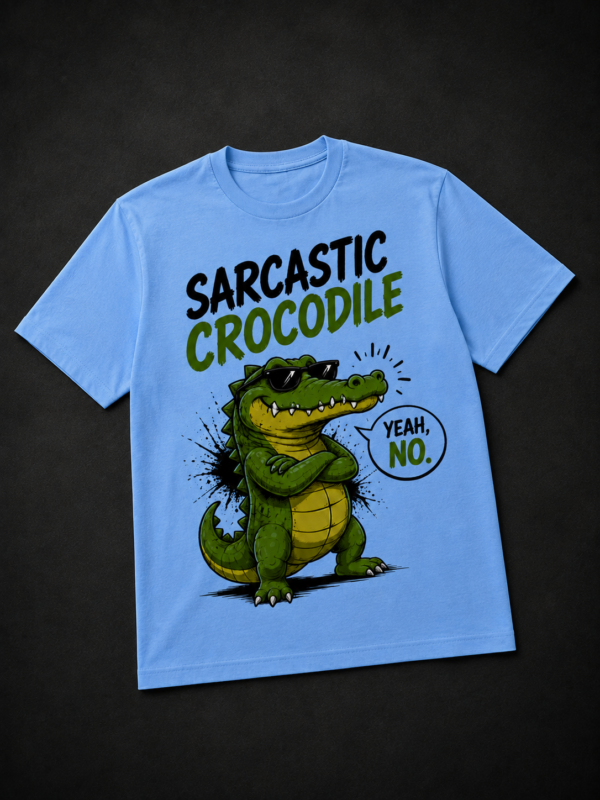 SARCASTIC CROCODILE: SKY BLUE REGULAR TEE