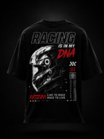 DRIVEN TO WIN: BLACK-OVERSIZED TEE