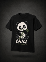 CHILL PANDA TOON: BLACK REGULAR TEE