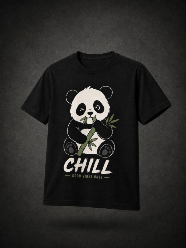 CHILL PANDA TOON: BLACK REGULAR TEE