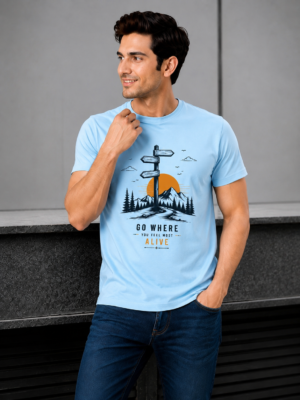 Regular T Shirt Sky blue Go where you feel most alive