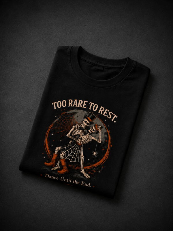 TOO RARE TO REST: BLACK REGULAR TEE