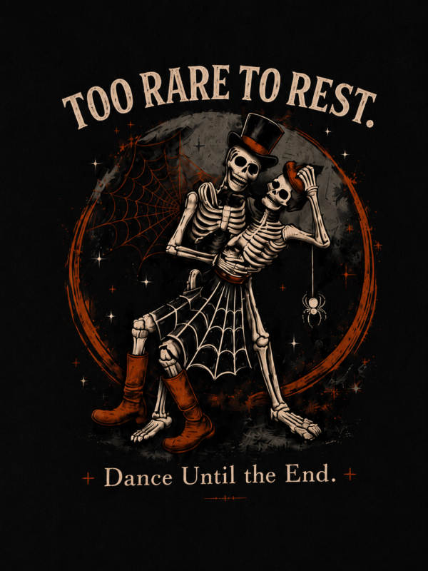 TOO RARE TO REST: BLACK REGULAR TEE