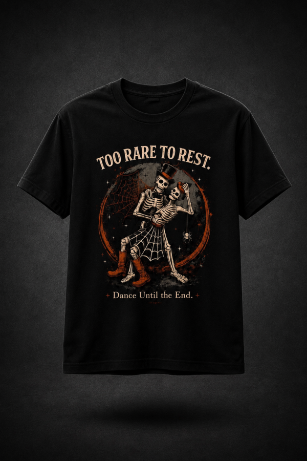TOO RARE TO REST: BLACK REGULAR TEE