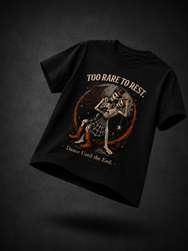 TOO RARE TO REST: BLACK REGULAR TEE