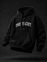 THE YACHT: BLACK DROP SHOULDER HOODIE