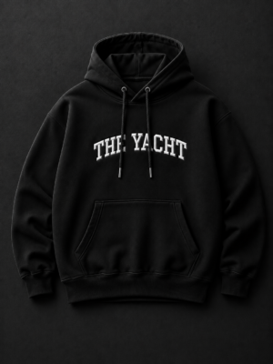 THE YACHT: BLACK DROP SHOULDER HOODIE