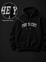 THE YACHT: BLACK DROP SHOULDER HOODIE