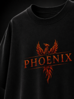 PHOENIX ORANGE: BLACK OVERSIZED TEE