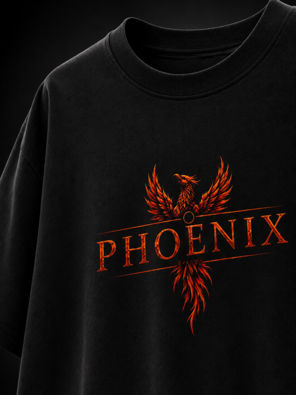 PHOENIX ORANGE: BLACK OVERSIZED TEE