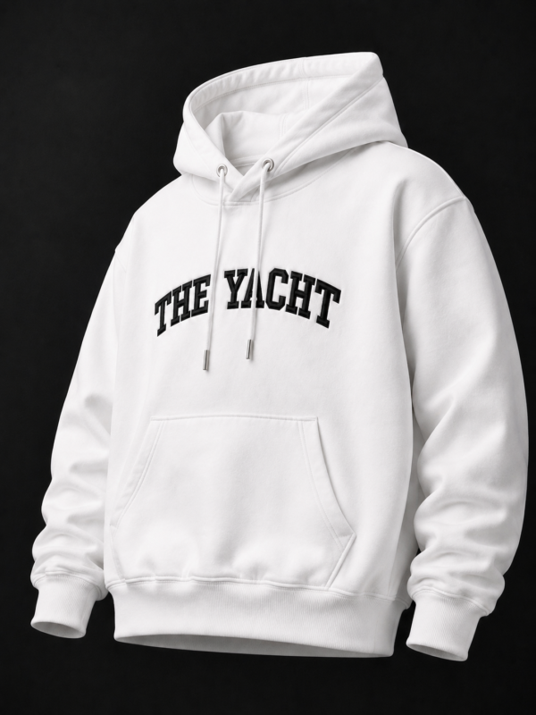THE YACHT: WHITE DROP SHOULDER HOODIE
