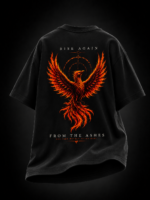PHOENIX ORANGE: BLACK OVERSIZED TEE