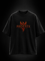 PHOENIX ORANGE: BLACK OVERSIZED TEE