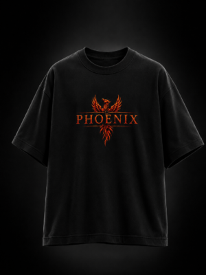 PHOENIX ORANGE: BLACK OVERSIZED TEE