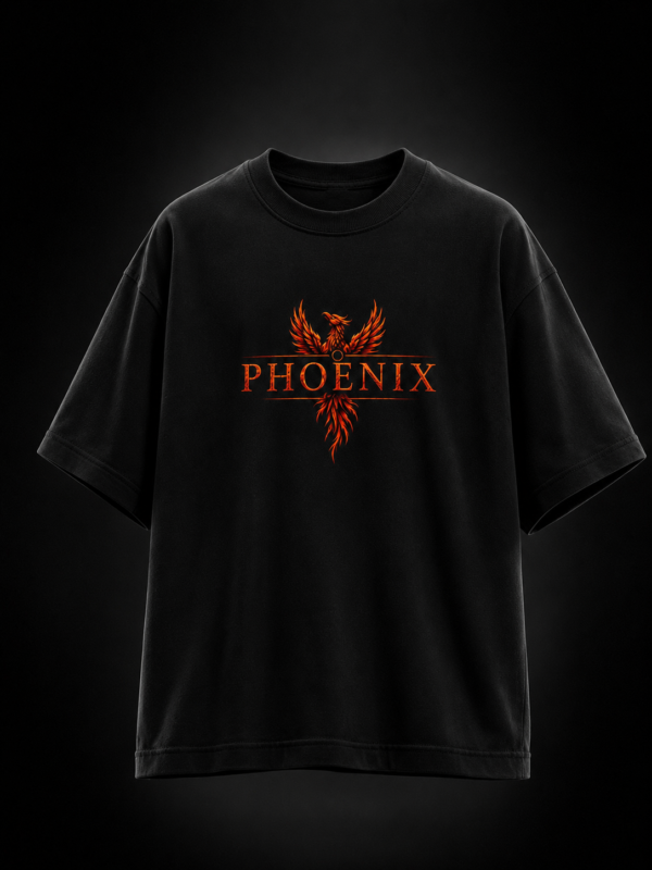 PHOENIX ORANGE: BLACK OVERSIZED TEE