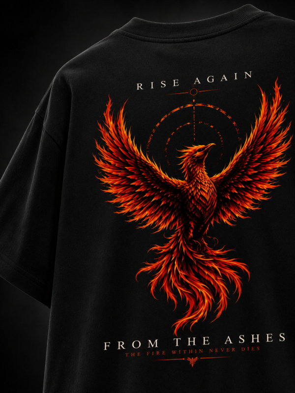 PHOENIX ORANGE: BLACK OVERSIZED TEE