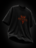 PHOENIX ORANGE: BLACK OVERSIZED TEE