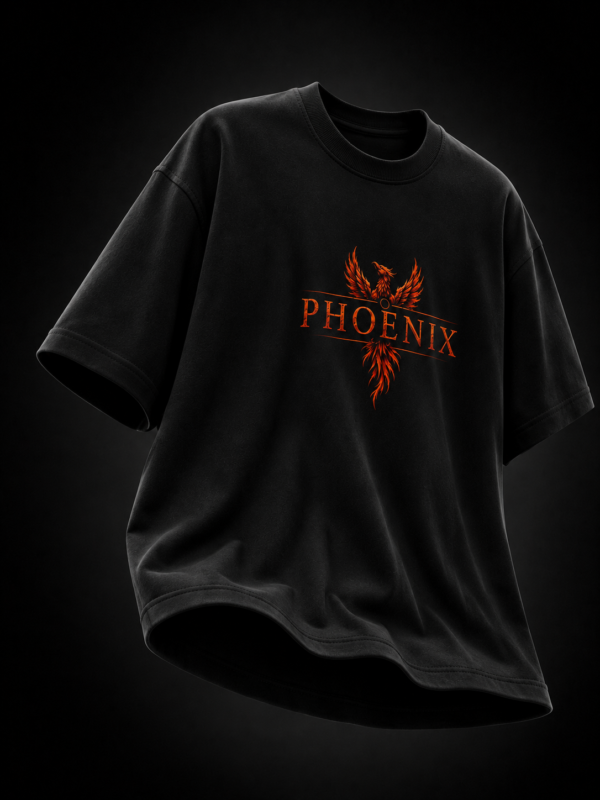 PHOENIX ORANGE: BLACK OVERSIZED TEE