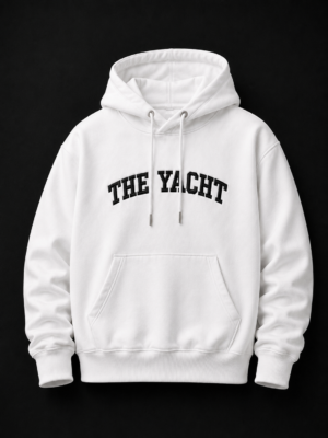THE YACHT: WHITE DROP SHOULDER HOODIE