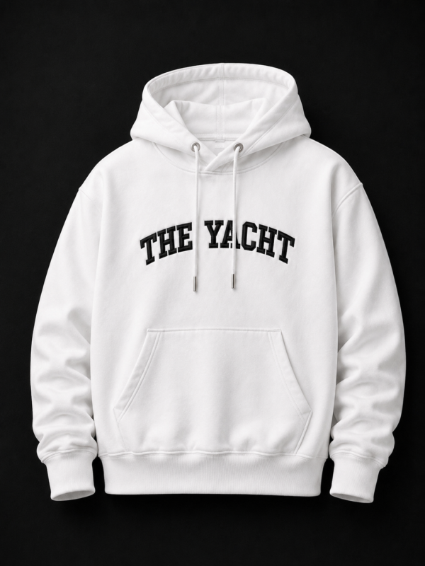 THE YACHT: WHITE DROP SHOULDER HOODIE