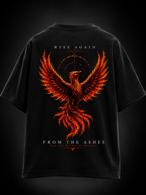 PHOENIX ORANGE: BLACK OVERSIZED TEE